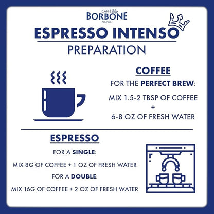 Caffe Borbone Whole Bean Coffee, Medium Roast Robusta Blend, Espresso Intenso, Strong and Creamy Italian Coffee, 2.2 lb Bag