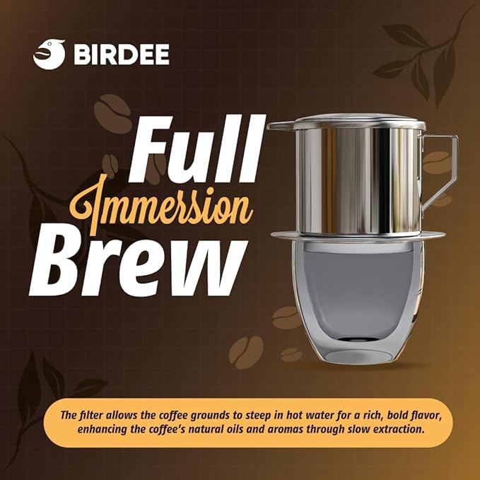 Birdee Vietnamese Coffee Dripper - 16 oz, Stainless Steel, Large Drip Filter, Durable, Dishwasher Safe, Home Use, Travel, Camping, Gift Sets