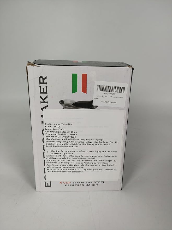 4 Cup Stovetop Espresso Maker Stainless Steel Moka Pot Stove Top Percolator Italian Coffee Makers Capable Mocha Greca Machine Cafe Classic Induction Cookers for Home and Camping 200ml 6.6oz