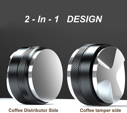 51mm Espresso Tamper & Distributor, 51mm portafilter, Dual Head Coffee Leveler Hand Tool Tamper Coffee Distributor/leveler Tool Hammer Accessories