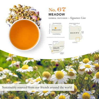 Steven Smith Teamaker Meadow No. 67, Chamomile, Rooibos, Hyssop & Rose Petals, Herbal Tea Blend, Caffeine-Free, Sugar-Free, Sustainably Grown, Tea Bags, 36 Sachets, 0.85oz each