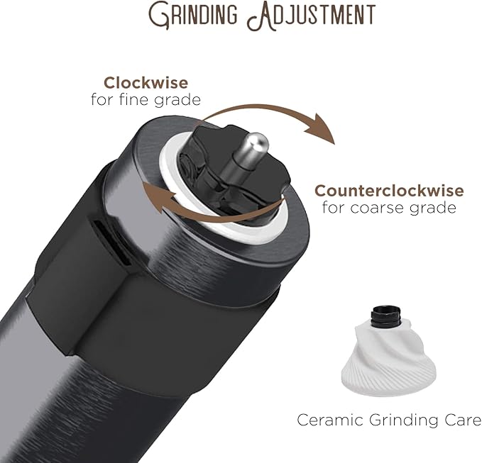 Manual Coffee Grinder — Stainless Steel Conical Burr Coffee Bean Grinder with Hand Crank, 18 Adjustable Settings, Storage Pouch and Sturdy Grip — Portable Coffee Grinder for Camping or Travel