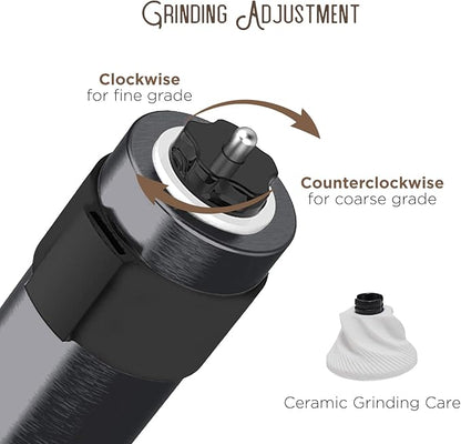 Manual Coffee Grinder — Stainless Steel Conical Burr Coffee Bean Grinder with Hand Crank, 18 Adjustable Settings, Storage Pouch and Sturdy Grip — Portable Coffee Grinder for Camping or Travel