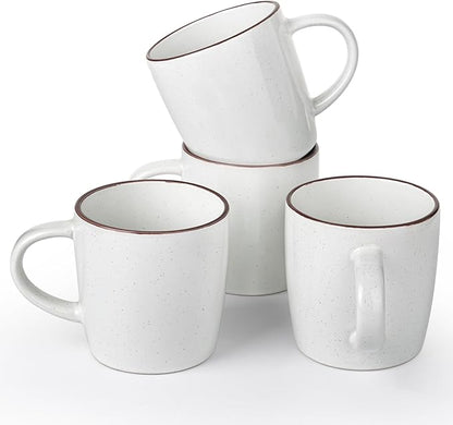 famiware Mercury Coffee Mugs 13 oz, Coffee Mugs Set of 4 with Handle, Cups for Latte, Hot Tea, Cappuccino, Mocha, Cocoa, White