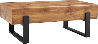 47.24'' Rustic Rectangle Coffee Table MDF Desktop with Metal Legs for Living Room Dining Room Bedroom Office