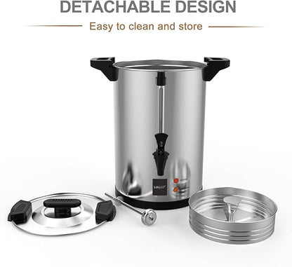 Valgus Commercial Coffee Urn 32-Cup 6L Stainless Steel Large Coffee Maker with Percolator Electric Hot Water Dispenser for Party, Office, Wedding