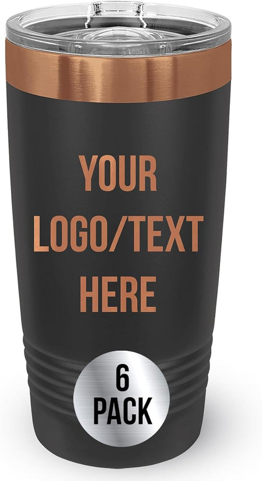 Stainless Steel Tumbler Personalized-Custom Engraved (Charcoal-Copper, 6 Count (Pack of One))