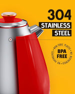 Load image into Gallery viewer, Hazel Quinn Retro Electric Kettle - 1.7 Liters / 57.5 Ounces Tea Kettle with Thermometer, All Stainless Steel, Fast Boiling 1200 W, BPA-free, Cordless, Rotational Base, Automatic Shut Off - Ruby Red