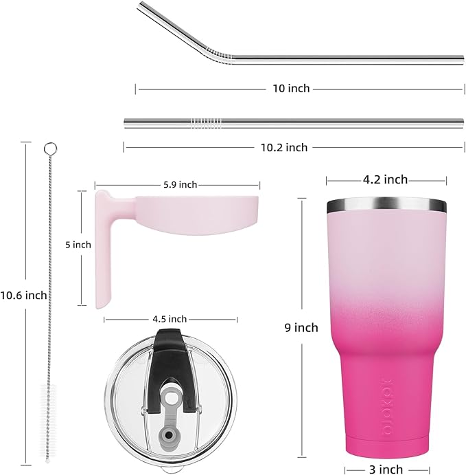 BJPKPK Tumbler With Handle 40oz Stainless Steel Insulated Tumbler Mugs With Lid And Straw For Women And Men,Cherry Blossom
