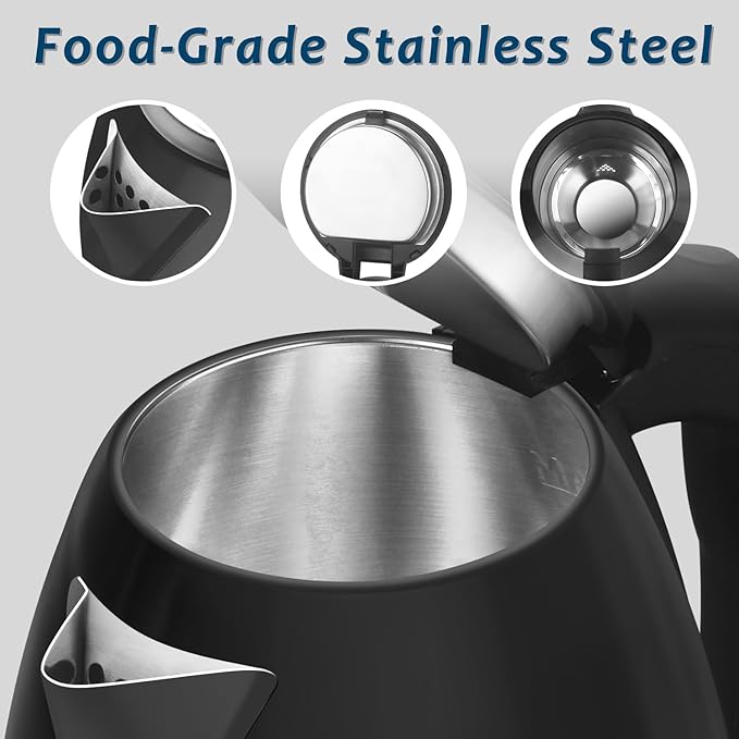 TOPWIT Electric Kettle, 2.0L Hot Water Kettle Electric, BPA-Free Stainless Steel Tea Kettle, Electric Kettles for Boiling Water with Fast Boil, Auto Shut-Off & Boil Dry Protection, Black