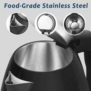 TOPWIT Electric Kettle, 2.0L Hot Water Kettle Electric, BPA-Free Stainless Steel Tea Kettle, Electric Kettles for Boiling Water with Fast Boil, Auto Shut-Off & Boil Dry Protection, Black