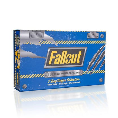 Bones Coffee Company Fallout Collector's Box Flavored Coffee, Low Acid Medium Roast Arabica Beans Coffee Gifts, Fallout Series Inspired, For Auto Drip and French Press,12 oz Pack of 3 Whole Bean