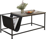 Load image into Gallery viewer, SENIG Grey Oak Rectangle Wood and Metal Coffee Table with Storage Shelf for Small Living Rooms with Pocket