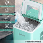 Load image into Gallery viewer, COSTWAY Countertop Ice Maker, 26Lbs/24H Portable Ice Machine with Self-Cleaning Function, Bullet Ice Cubes Ready in 8 Mins, Scoop and Removable Basket,Ice Maker for Home Party Bar, Green