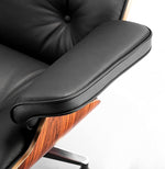 Load image into Gallery viewer, Premium Black Grain Leather, Mid Century Modern Chaise Lounge &amp; Ottoman Set, Classic Design Chair, Heavy Duty Base Support for Living Room, Lounge, Office, Palisander Wood（Palisander-black, Upgraded)