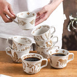 Load image into Gallery viewer, Ceramic Mug 1 pc, 11oz - Vintage Coffee Mug, Pottery Cups for Milk, Latte, Cappuccino, Tea - Porcelain Dishwasher, Microwave Safe Stoneware Gift for Women Men, Brown Leaf