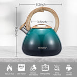 Load image into Gallery viewer, MARSKITOP Whistling Tea Kettle for Stove Top 2.6 Quart, Food Grade Stainless Steel Teapot for Stovetop with Cool Touch Ergonomic Handle, Tea Pot for Stove Induction Cooktop, Green