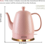 Load image into Gallery viewer, 1.2 Liters Ceramic Electric Kettle Pot, Boil Water Quickly and Easily with Boil-Dry Protection, Auto Shut Off, Detachable Swivel Base, Graceful Gooseneck Teapot 1000W, Pink