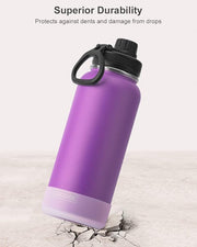 koodee Insulated Water Bottle, 32 oz Stainless Steel Double Wall Vacuum Wide Mouth Sport Bottle with Leakproof Spout Lid (Purple)