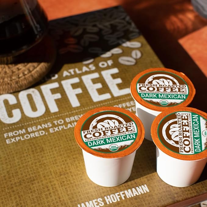 Fresh Roasted Coffee, Organic Dark Mexican | Mold & Myco 3rd Party Tested, USDA Organic, Kosher | Dark Roast 72 Pods for K Cup Brewers