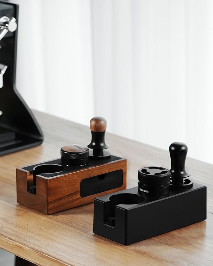MHW-3BOMBER Espresso Tamping Station, 4 in 1 Tamper Station for Storage 51-58mm Portafilter, Distributor and Espresso Accessories,ABS Portafilter Holder,Black,CH6719