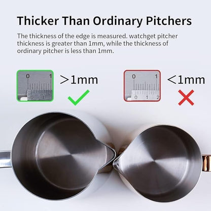 watchget Milk Frothing Pitcher 250ml/8oz Stainless Steel Espresso Steaming Pitcher Milk Coffee Cappuccino Latte Art Barista Steam Jug Espresso Frother Cup, Silver