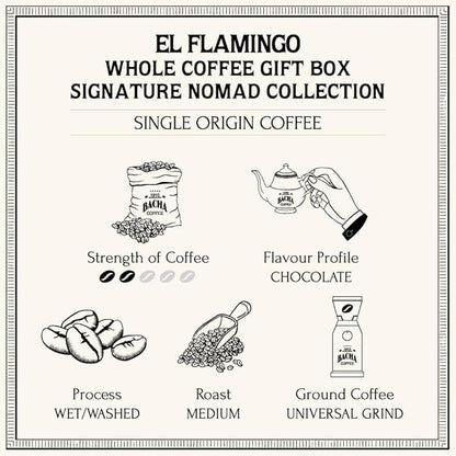 Bacha Coffee | El Flamingo Single Origin Signature Nomad Collection, Medium Roast, 100% Arabica Specialty Coffee, Whole Beans, 250g