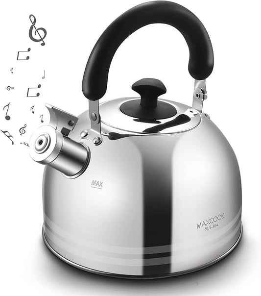 Whistling Tea Kettle, 3.17 Quart/3L Stainless Steel Tea Pot, Stove Top Tea Kettle，Induction Teakettle with Anti-Heat Handle (Mirror Polish)