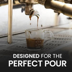 Load image into Gallery viewer, Rattleware 3 oz Espresso Shot Glass Pitcher – Double Spouted Genuine Barista Measuring Cup with White Graduations in ml &amp; oz – High-Volume, Commercial-Grade for Swift Espresso Pouring &amp; Precision