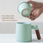 Load image into Gallery viewer, ZENS Tea Cup with Infuser and Lid for Loose Leaf Steeping, 16.9oz Embossed Ceramic Tea Infuser Mug, Wood Handle Tea Diffuser, Great Gift