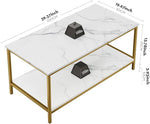 Load image into Gallery viewer, SAYGOER Modern 2-Tier Coffee Table for Living Room White Gold Coffee Tables Industrial Rectangle Wood Table for Large or Small Spaces Home Office Apartment, White Gold