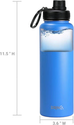 Load image into Gallery viewer, DRINCO Stainless Steel Water Bottle Spout Lid Vacuum Insulated Double Wall Water Bottle Wide Mouth (40oz 32oz 22oz 18oz 14oz) Leak Proof Keeps Cold or Hot (40 oz, 40oz Royal Blue)