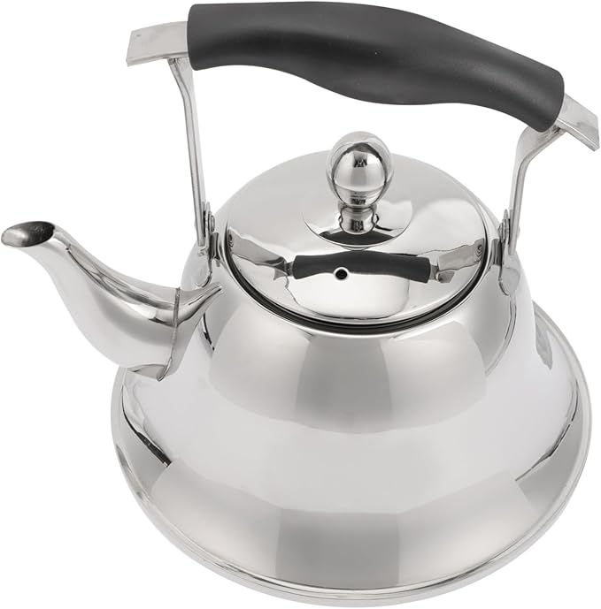 ERINGOGO 2L Whistling Tea Kettle Stovetop, Stainless Steel Teapot Water Kettle with Removable Tea Infuser, Mirror Polished Retro Tea Maker for Gas, Induction