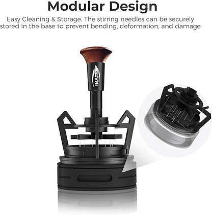 IKAPE Espresso Coffee V3 WDT Tool, 58mm Stirrer Distribution Tool, Equipped with 9-needle Stirrer, Adjustable Needle Height, Coffee Stirrer with Dosing Funnel & Stand