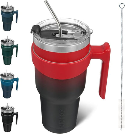 BJPKPK 40oz Stainless Steel Double Wall Insulated Tumbler With Handle And Straw Lid,Blood Moon