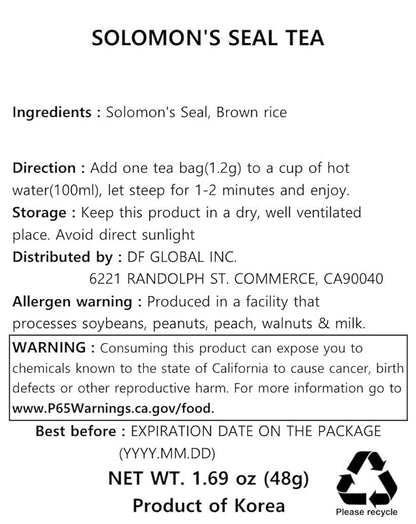 Damtuh Solomon’s Seal Tea – Roasted Herbal Tea, Smooth & Caffeine-Free, 40 Tea Bags (1.5g each)