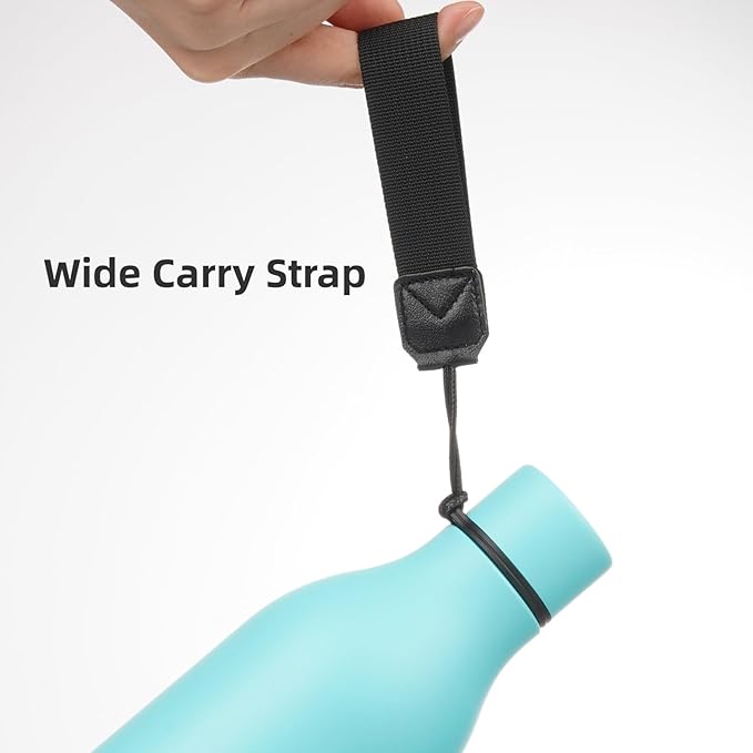 Insulated Water Bottle with Strap,25 oz Double Wall Stainless Steel Vacuum Bottles Metal Water Flask,Turquoise