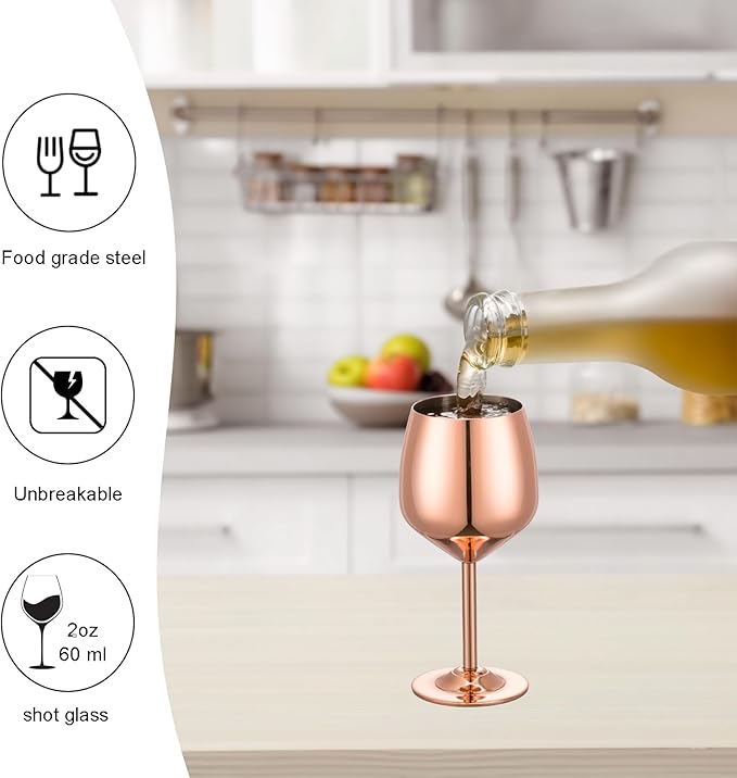 Shot Glasses, 2 oz Shot Glass Set, Stainless Steel Shot Glasses, Mini Wine Glass Perfect for Tasting Brandy,Suitable for family dinner party, party supplies, bar tools, gifts(set of 2)