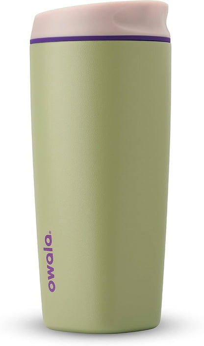 Owala SmoothSip Insulated Stainless Steel Coffee Tumbler, Reusable Iced Coffee Cup, Hot Coffee Travel Mug, BPA Free, 20 oz, Green (Hip Cactus)