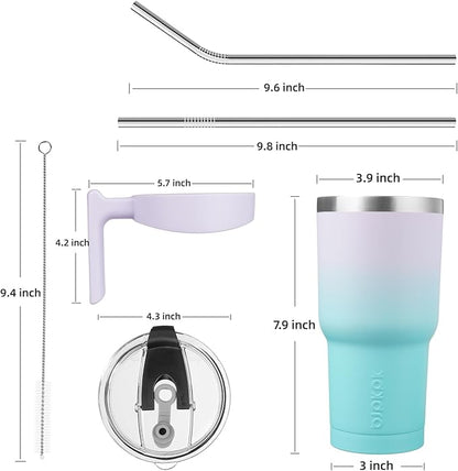 BJPKPK 30 oz Tumbler With Handle Stainless Steel Insulated Tumblers With Lid And Straw For Women,Lavender Green