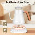 Load image into Gallery viewer, ECORELAX Gooseneck Electric Kettle, ±1℉ Temperature Control Pour Over Kettle for Coffee, Tea &amp; Water, Stainless Steel 1200 W Keep Warm OLED Display 1 L (White)