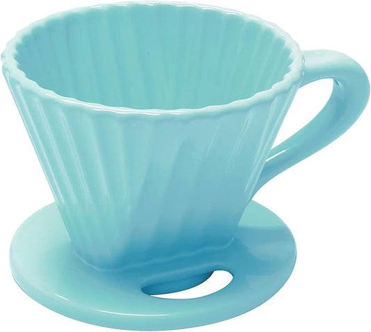 Chantal "Lotus" ceramic pour over coffee dripper, 8 ounces, Aqua