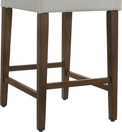 CHITA Counter Height Bar Stools Set of 2, 27" H Seat Height Upholstered Barstools, PU Leather in Creamy Grey