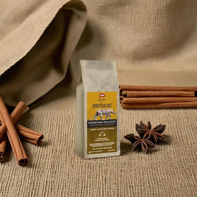Whole Bean Coffee Spotted Cat Tanzanian Peaberry 3/4 lb 340 grams
