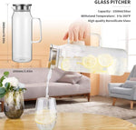 Load image into Gallery viewer, BOTTLE BOTTLE Glass Pitcher with Lid and Handle 50 oz/1500ml Water Pitcher for Ice Tea and Homemade Juice Heat Resistant Borosilicate Glass Carafe for Hot/Cold Water