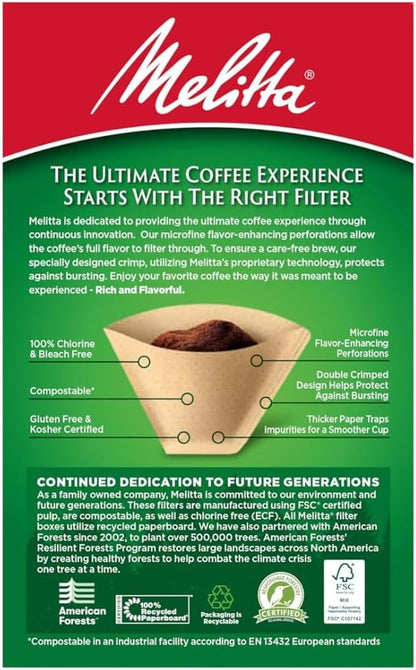 Melitta Cone Coffee Filters, Natural Brown, No. 2, 100-Count Filters (Pack of 6)