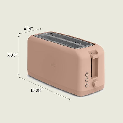 bella 4 Slice Slim Toaster, Fits-anywhere™ Kitchenware, 6 Setting Shade Control with Reheat & Cancel Buttons, Fits Sourdough, 10” Long Slot, Anti Jam & Auto Shutoff, 900 Watt, Blossom