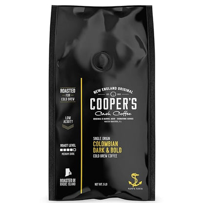 Colombian Dark Roast, Single Origin, Gourmet Organic Cold Brew Coffee Beans, Smooth Taste of Cocoa with Light Fruited Flavors, Whole Bean, 5 lb Coffee Bag