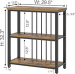 Load image into Gallery viewer, FOLUBAN 3 Tier Bookshelf, Industrial Wood and Metal Bookcase, Small Book Shelf for Home Office Bedroom Living Room, Rustic Brown