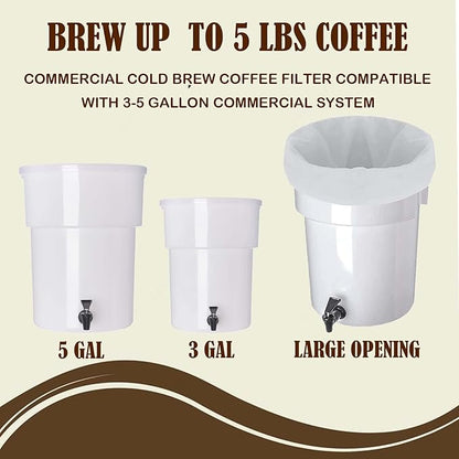50 Pcs Commercial Cold Brew Coffee Filters, 20" x 20" Brew Bags For Commercial Cold Brew Coffee Makers and 5 Gallon Buckets, Disposable Coffee Filter Bags with Drawstring for Brew Up to 5 lbs Coffee